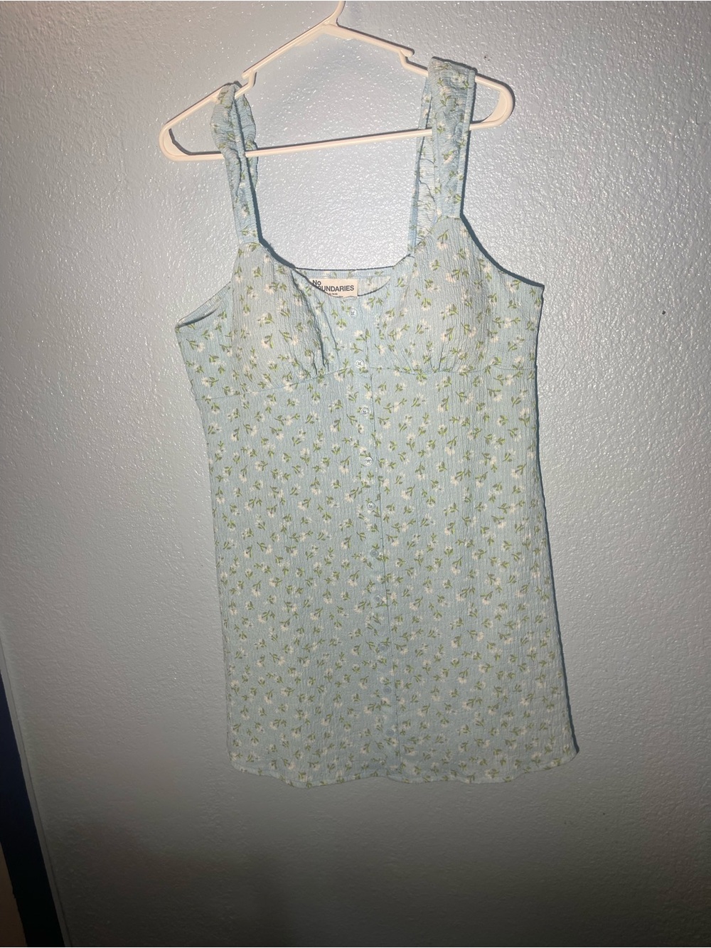 No Boundaries Light Blue Floral Square-Neck Camisole